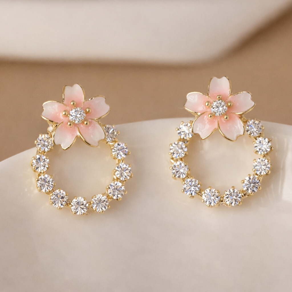 Blush Floral Stud Earring