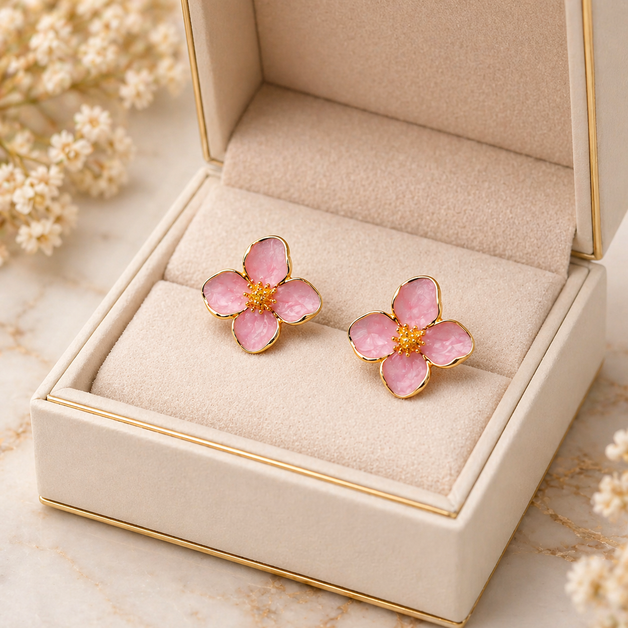 Pink Blossom Stud Earrings