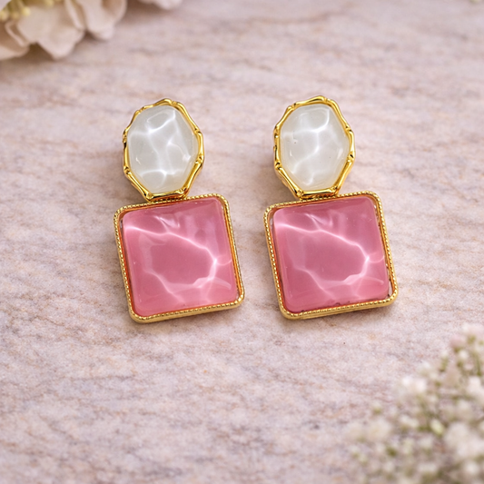 Rose Quartz Duo Drop Earrings
