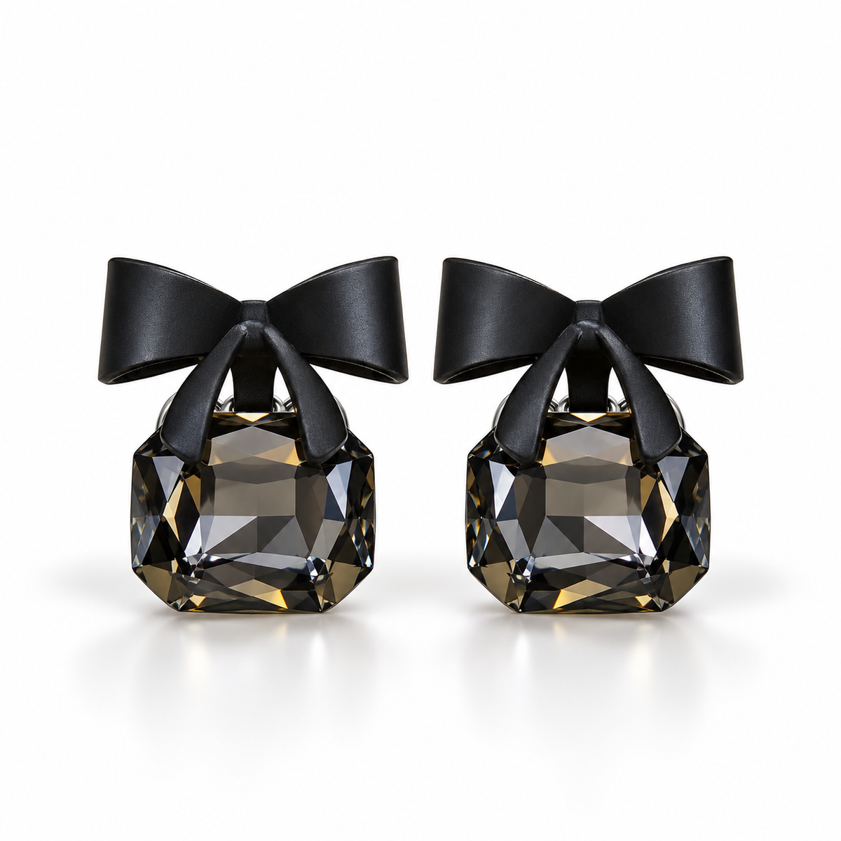 Noir Bow Crystal Stud Earrings