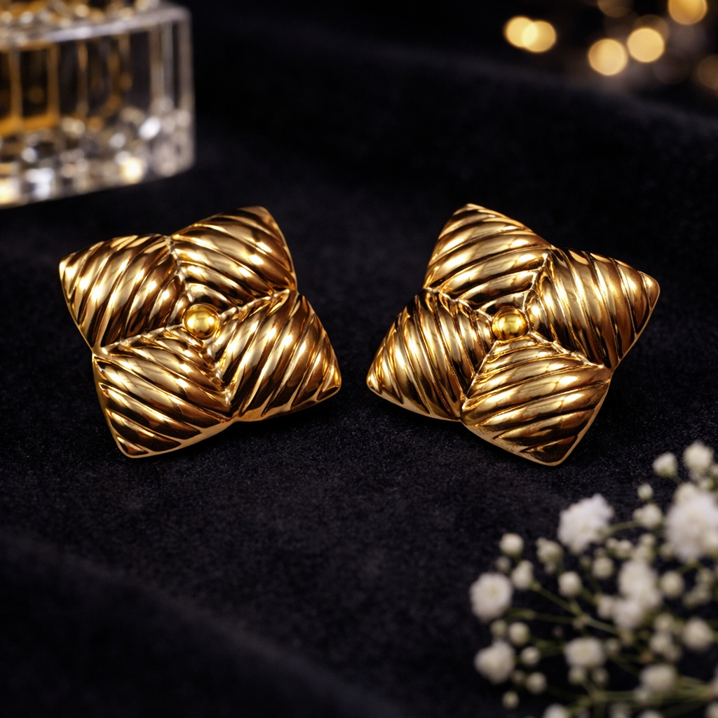 Anti Tarnish Golden Knot Stud Earrings