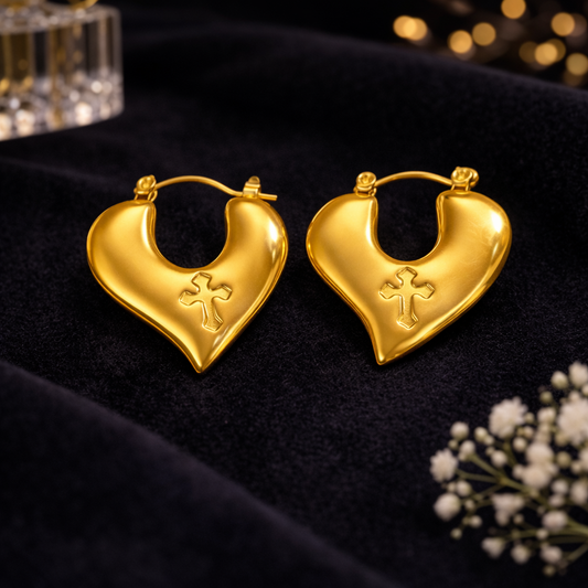 Anti Tarnish Heart Hoop Earrings