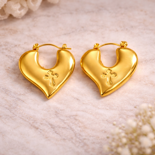 Anti Tarnish Heart Hoop Earrings