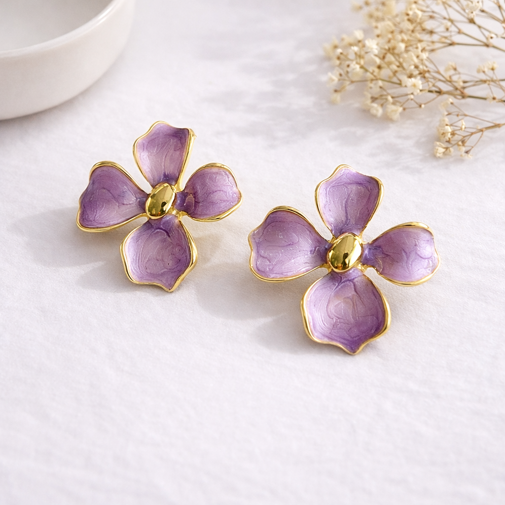 Lilac Bloom Stud Earrings