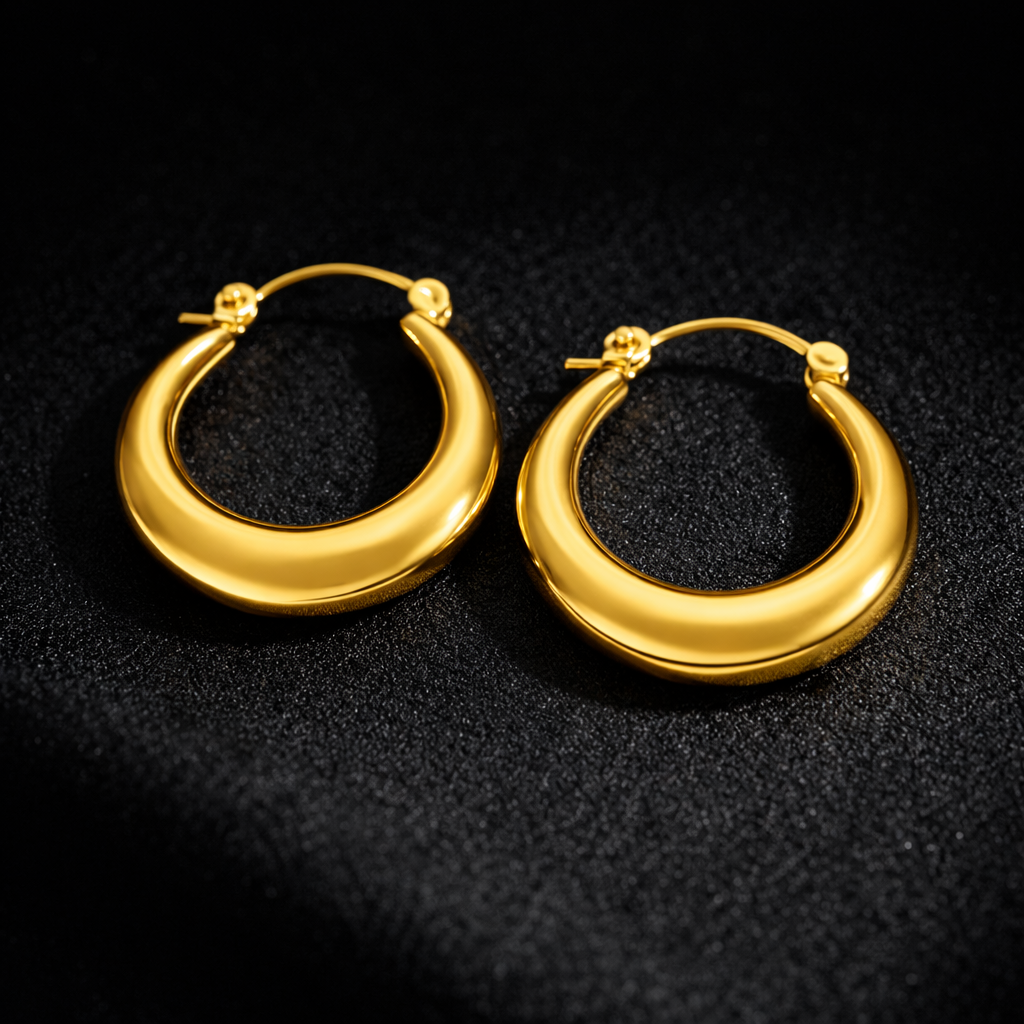 Anti Tarnish Classic Gold Hoop Earrings