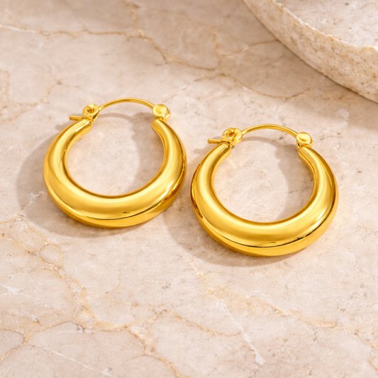 Anti Tarnish Classic Gold Hoop Earrings