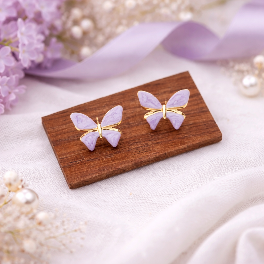 Lilac Butterfly Stud Earrings