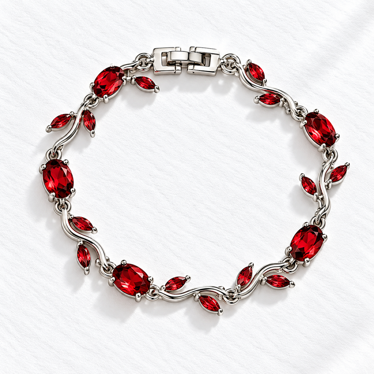 Ruby and Silver Tulip Bracelet
