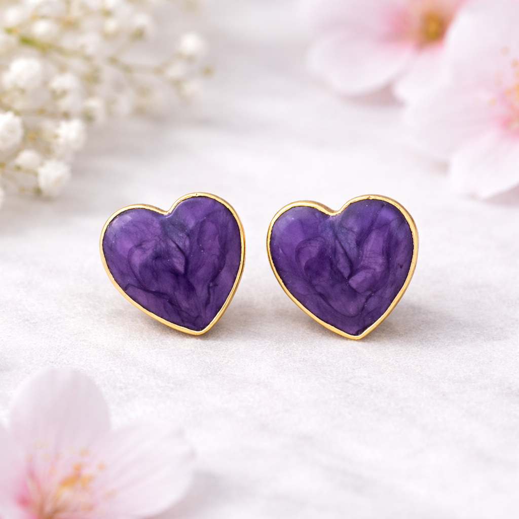 Buy Purple Heart Stud Earrings Online