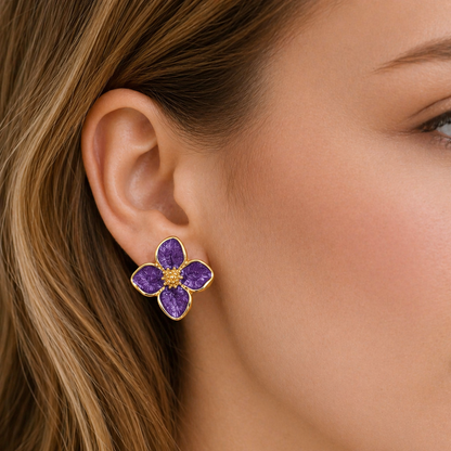 Royal Violet Flower Earrings