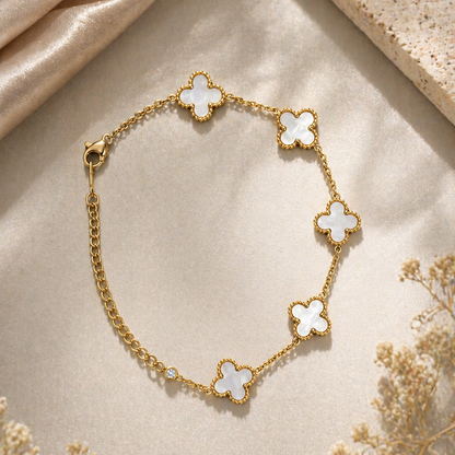 White Clover Charm Bracelet