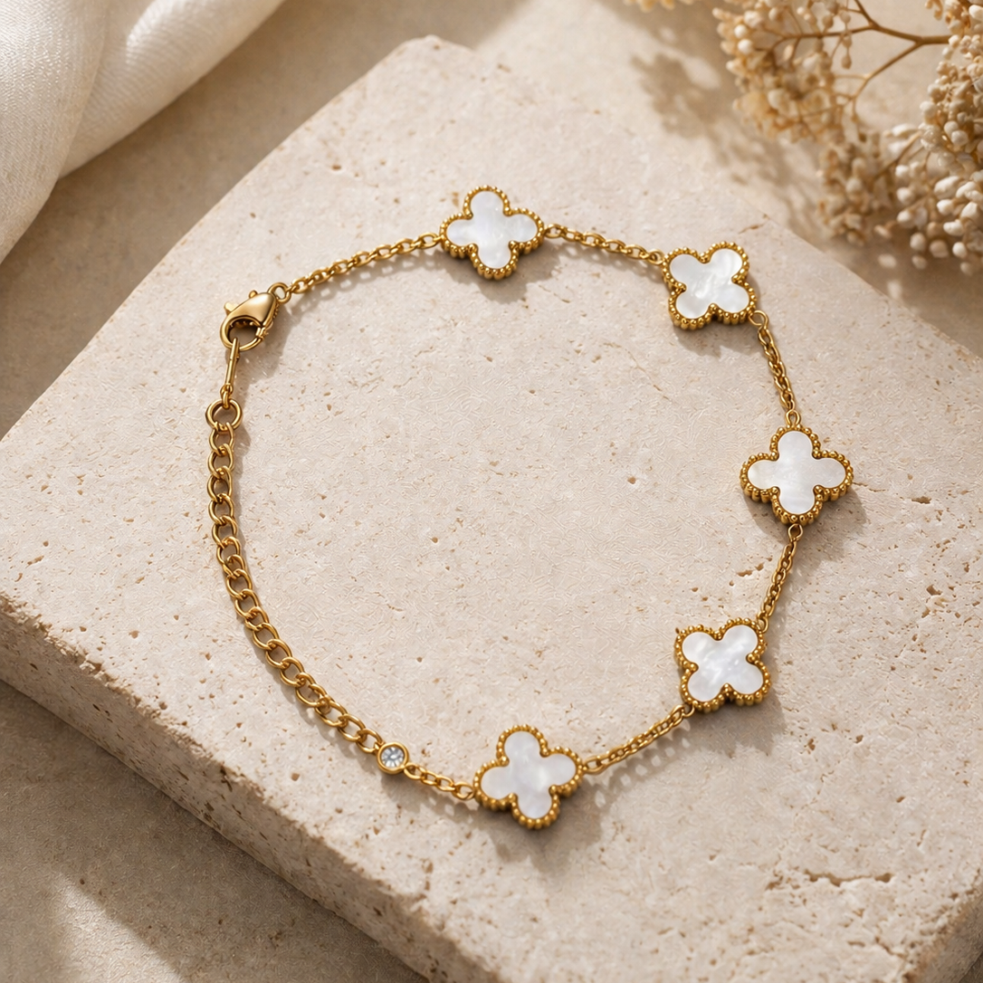White Clover Charm Bracelet