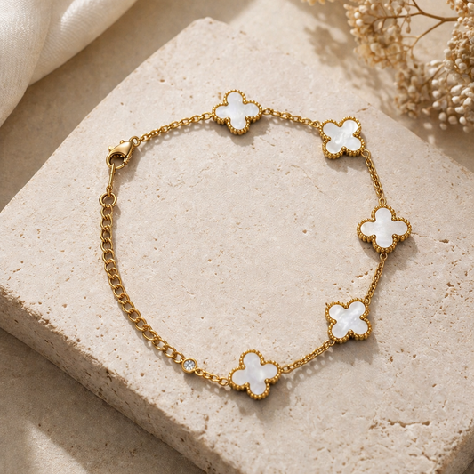 White Clover Charm Bracelet