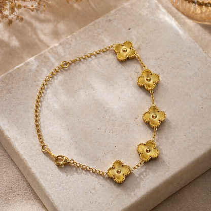 Golden Clover Charm Bracelet