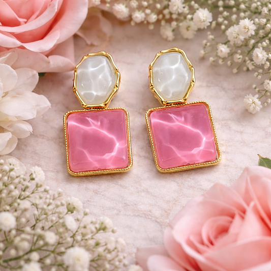 Rose Quartz Duo Drop Earrings