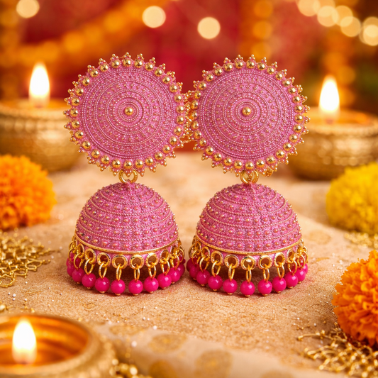 Rani Pink Mandala Jhumka Earrings