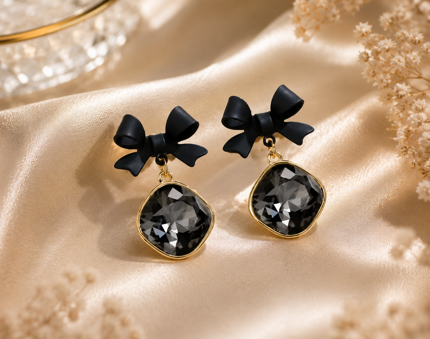 Noir Bow Earrings