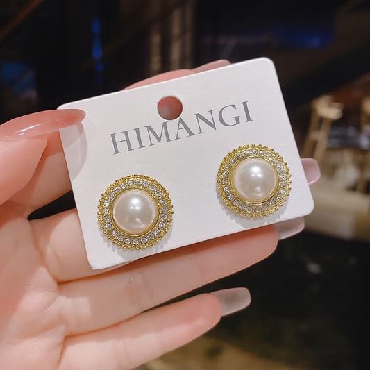 Royal Pearl Halo Stud Earrings