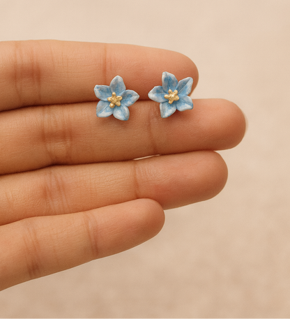 Sky Blossom Blue Flower Stud Earrings