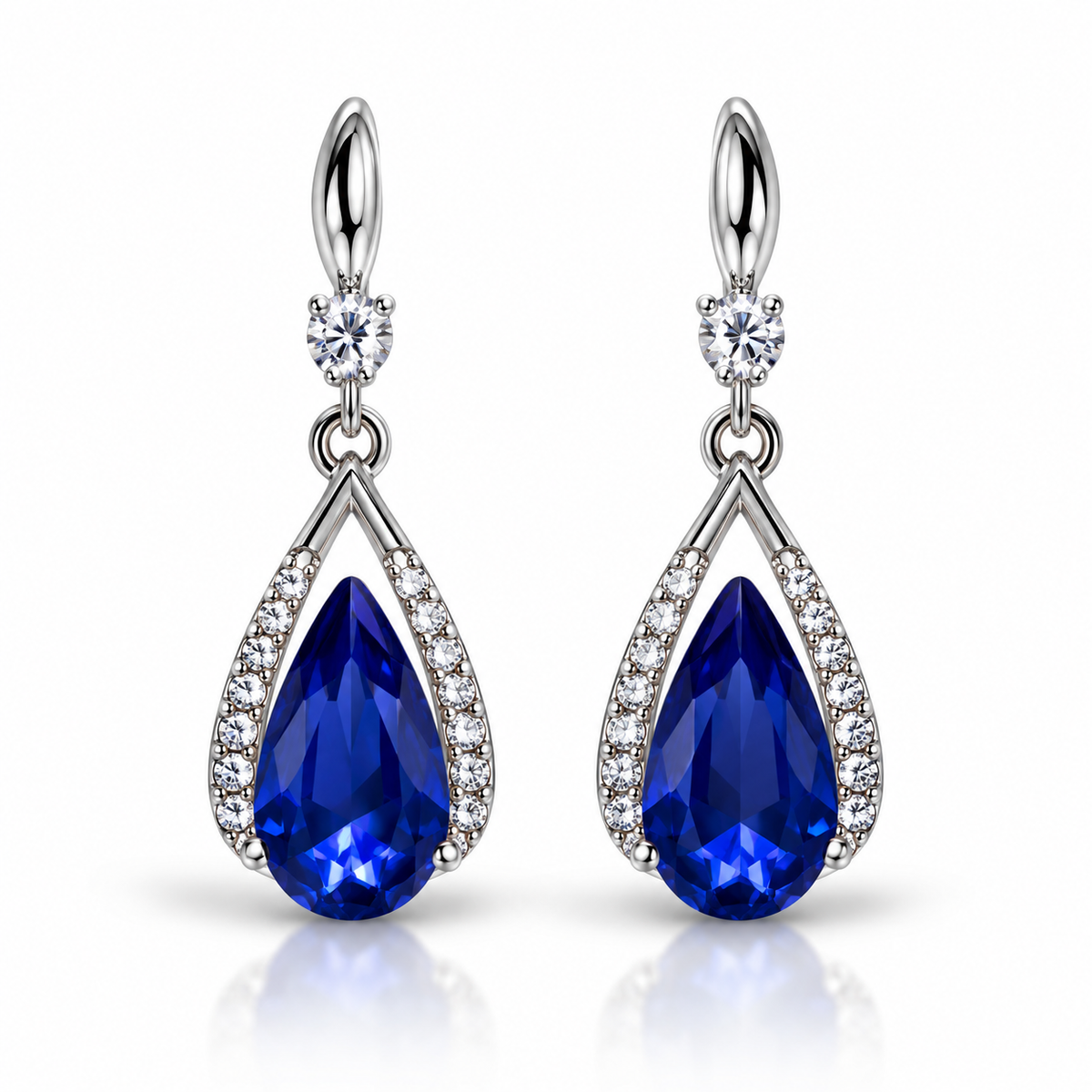 Sapphire Teardrop Crystal Earrings