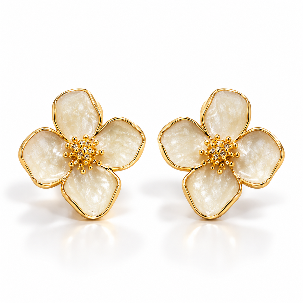 Ivory Flower Stud Earrings