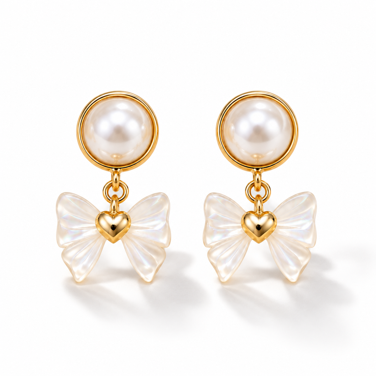 Ivory Bow Pearl Earrings