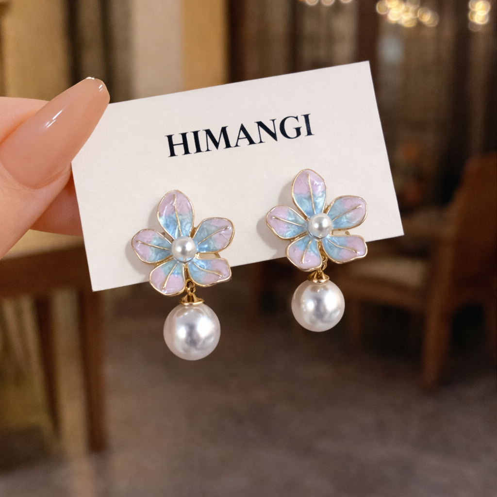 Aurora Bloom Pearl Drop Earrings