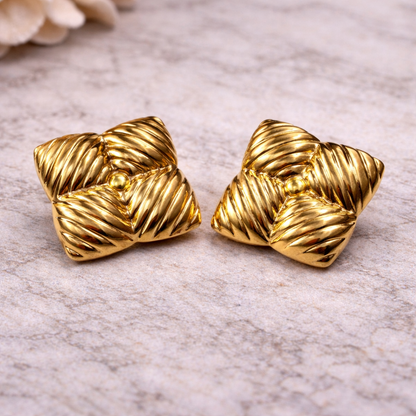 Anti Tarnish Golden Knot Stud Earrings
