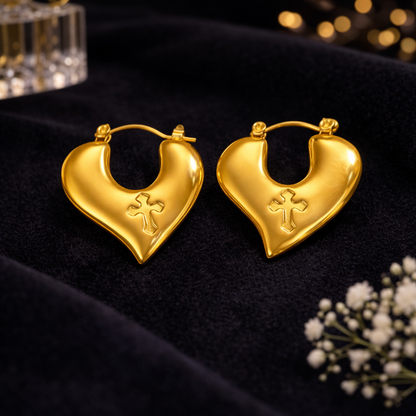 Anti Tarnish Heart Hoop Earrings