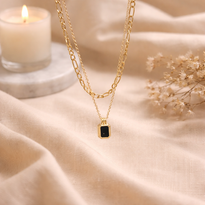Black Stone Pendant Necklace