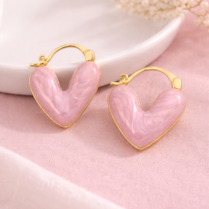Blush Heart Hoop Earrings