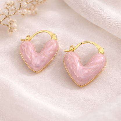 Blush Heart Hoop Earrings