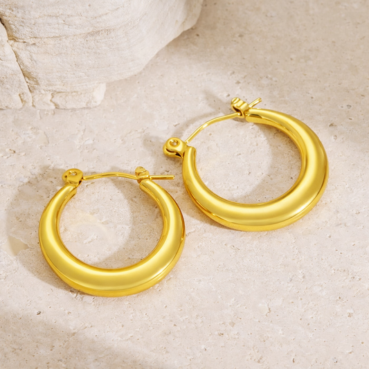 Anti Tarnish Classic Gold Hoop Earrings