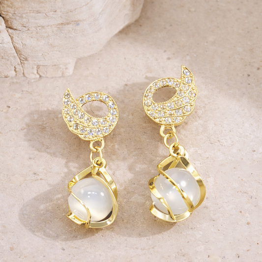 Swan Pearl Drop Earrings