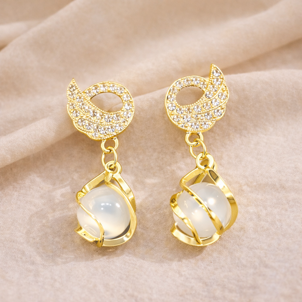 Swan Pearl Drop Earrings