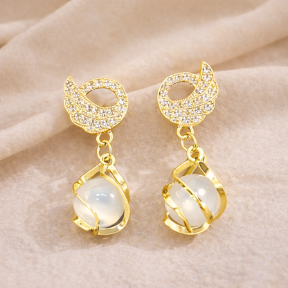 Swan Pearl Drop Earrings