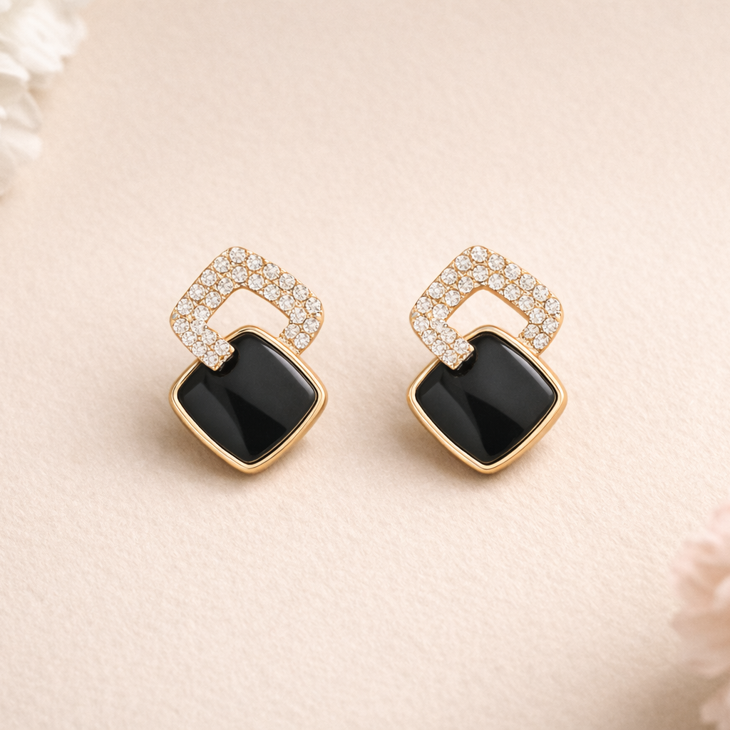 Midnight Aura Crystal Stud Earrings