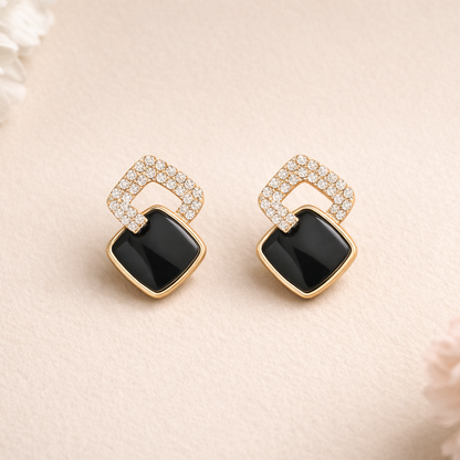 Midnight Aura Crystal Stud Earrings