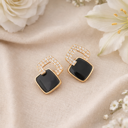 Midnight Aura Crystal Stud Earrings