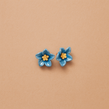 Sky Blossom Blue Flower Stud Earrings