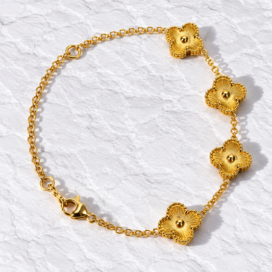 Golden Clover Charm Bracelet