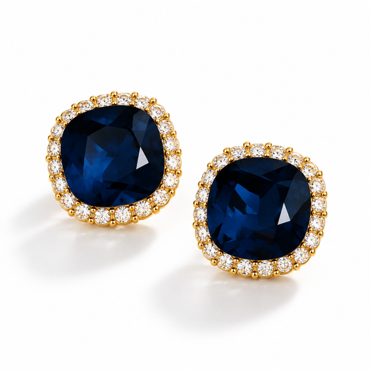 Midnight Aura Blue Stone Stud Earrings