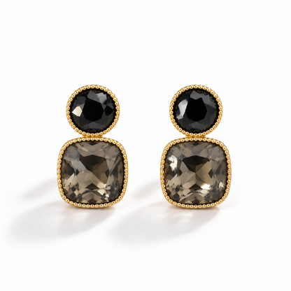 Noir Grace Dual Stone Stud Earrings