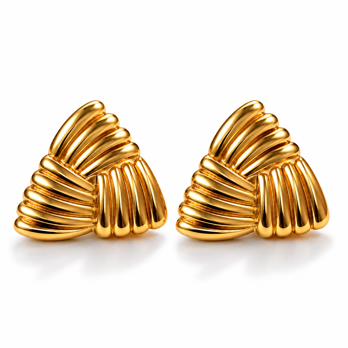 Anti Tarnish Ridge Gold Stud Earrings