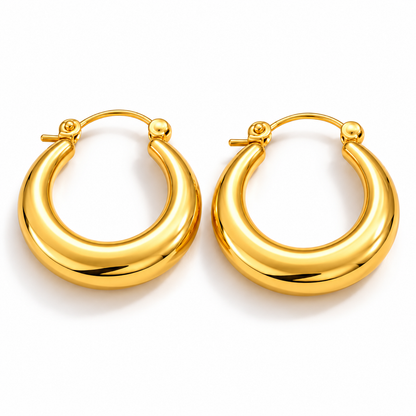 Anti Tarnish Classic Gold Hoop Earrings