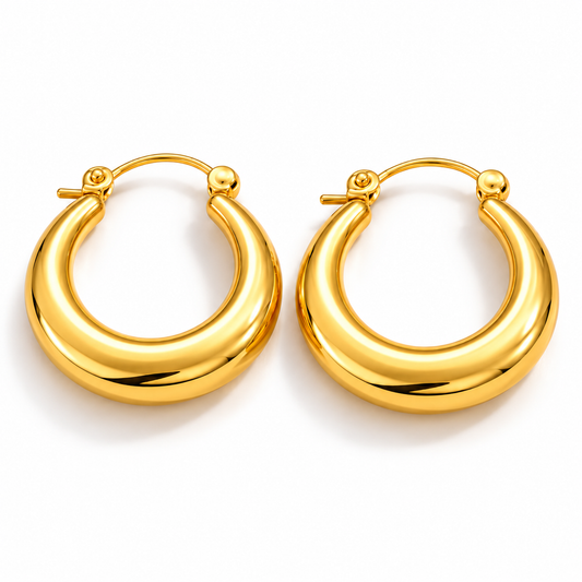 Anti Tarnish Classic Gold Hoop Earrings