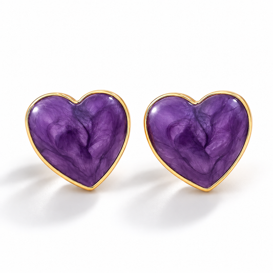 Purple Heart Stud Earrings