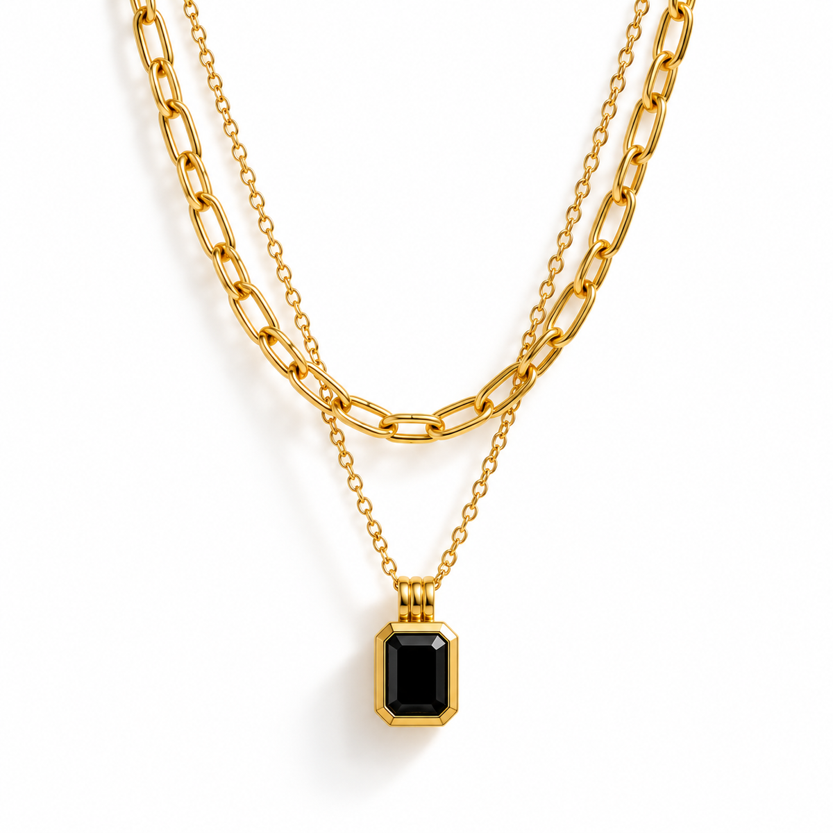 Black Stone Pendant Necklace
