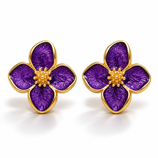 Royal Violet Flower Earrings