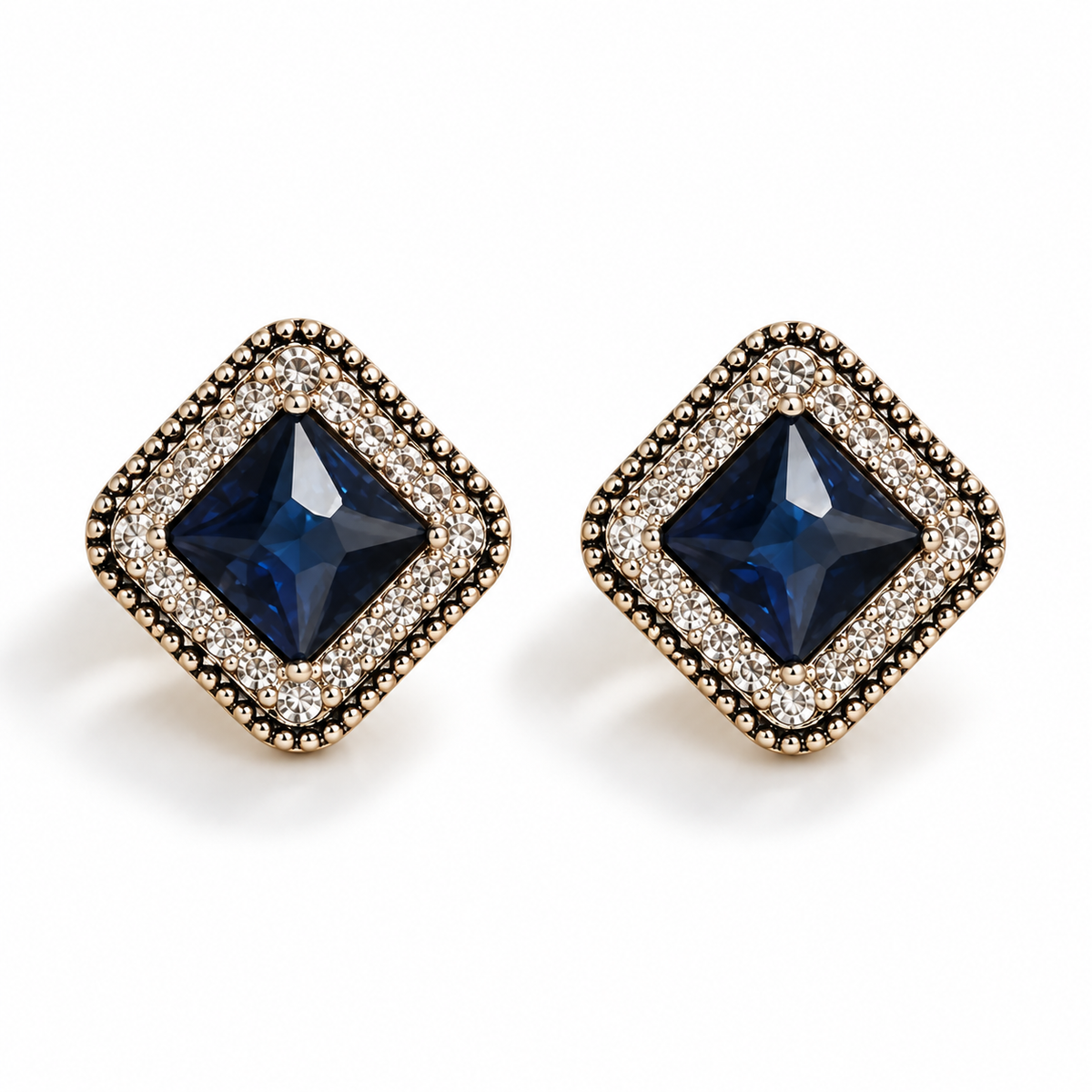 Sapphire Square Stud Earrings
